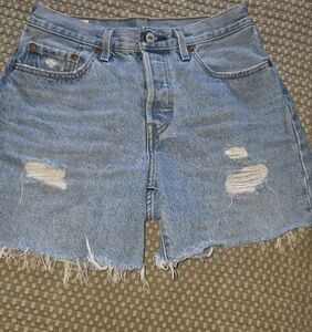 Levis Premium 501 Denim Distressed Women Shorts Size 26